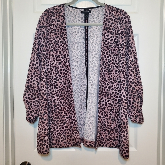 Torrid Knit Crepe Drape Blazer Sz 3X Animal Print Open Front 3/4 Sleeve - Picture 3 of 12